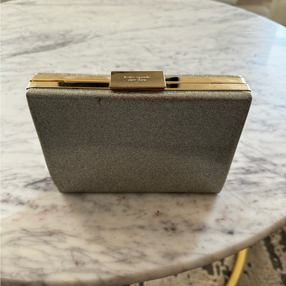 Kate spade Emanuelle Crystal Court Silver glitter clutch